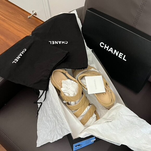 CHANEL Beige Calfskin Sandals (NWT) - Picture 13 of 13